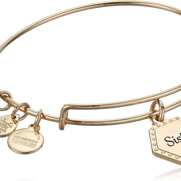 Elegant Gold Sister Bangle with Unbreakable Bonds Charm - Adjustable Design - Picture 1 of 4